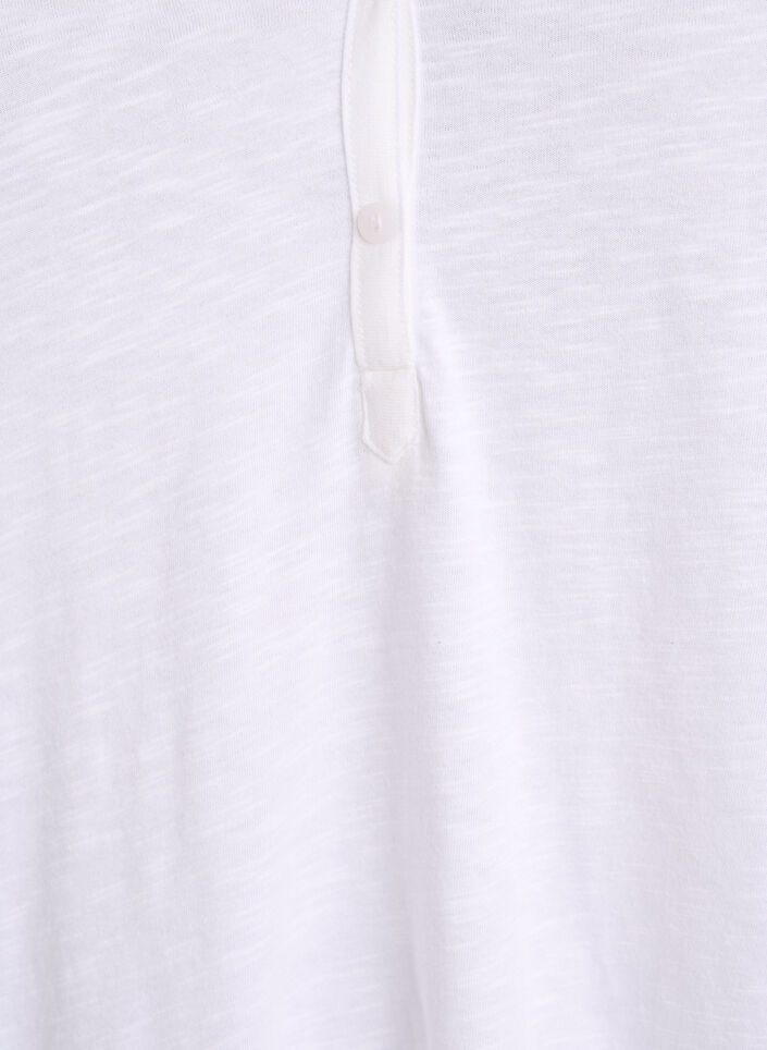 T-shirt met lange mouwen, V-hals en knopen, Wit, Packshot image number 2
