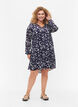 Jurk met lange mouwen V-hals en print, Blue Leaf AOP, Model image number 2