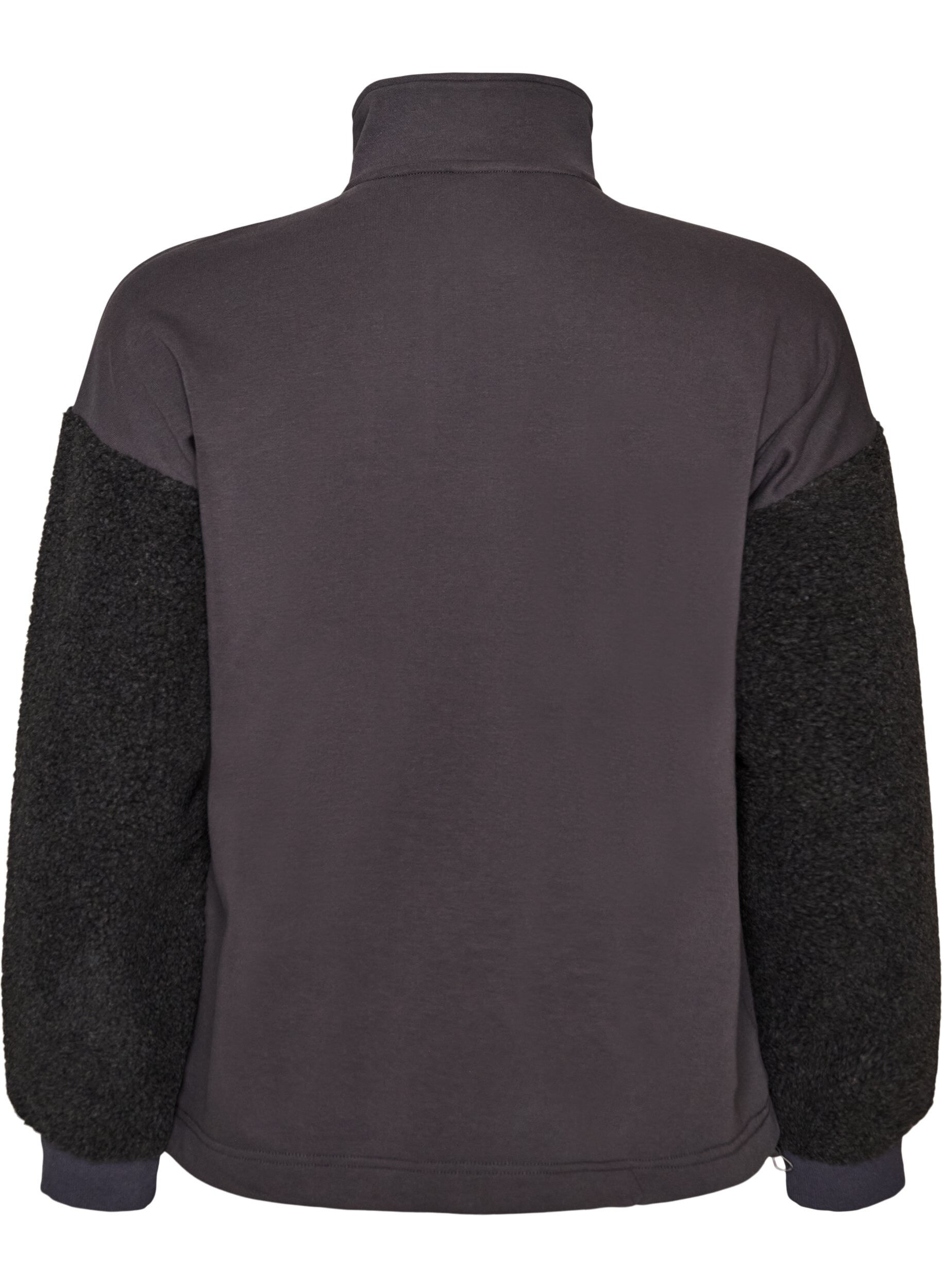 ZizziSweatshirt met teddymouwen en een hoge hals, Grijs, Packshot image number 1