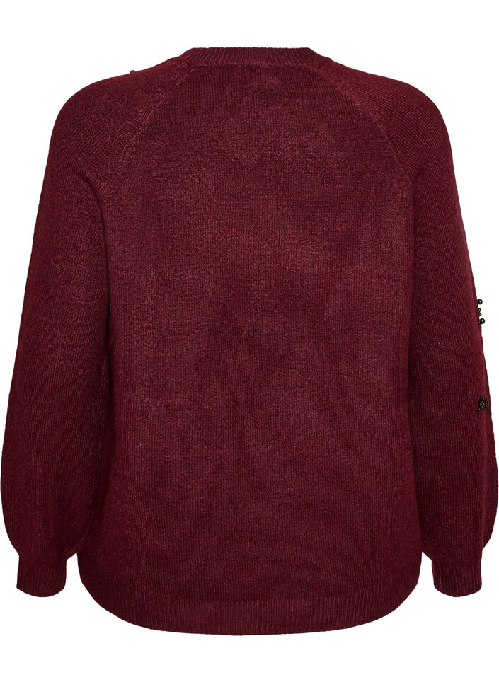 Pull avec broderie de perles, Bordeaux, Packshot image number 1