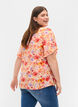 Blouse en viscose à manches courtes avec imprimé floral, Red Orange AOP, Model image number 1
