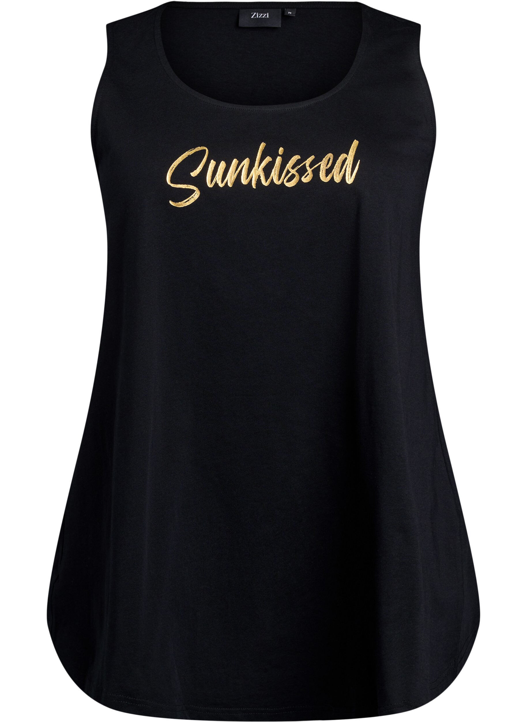 Zizzi Top en coton avec forme en A, Noir, Packshot image number 0