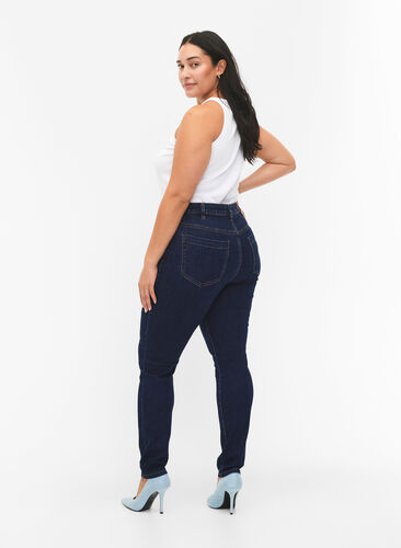 Amy jeans met een hoge taille en super slanke pasvorm, Dark blue, Model image number 1