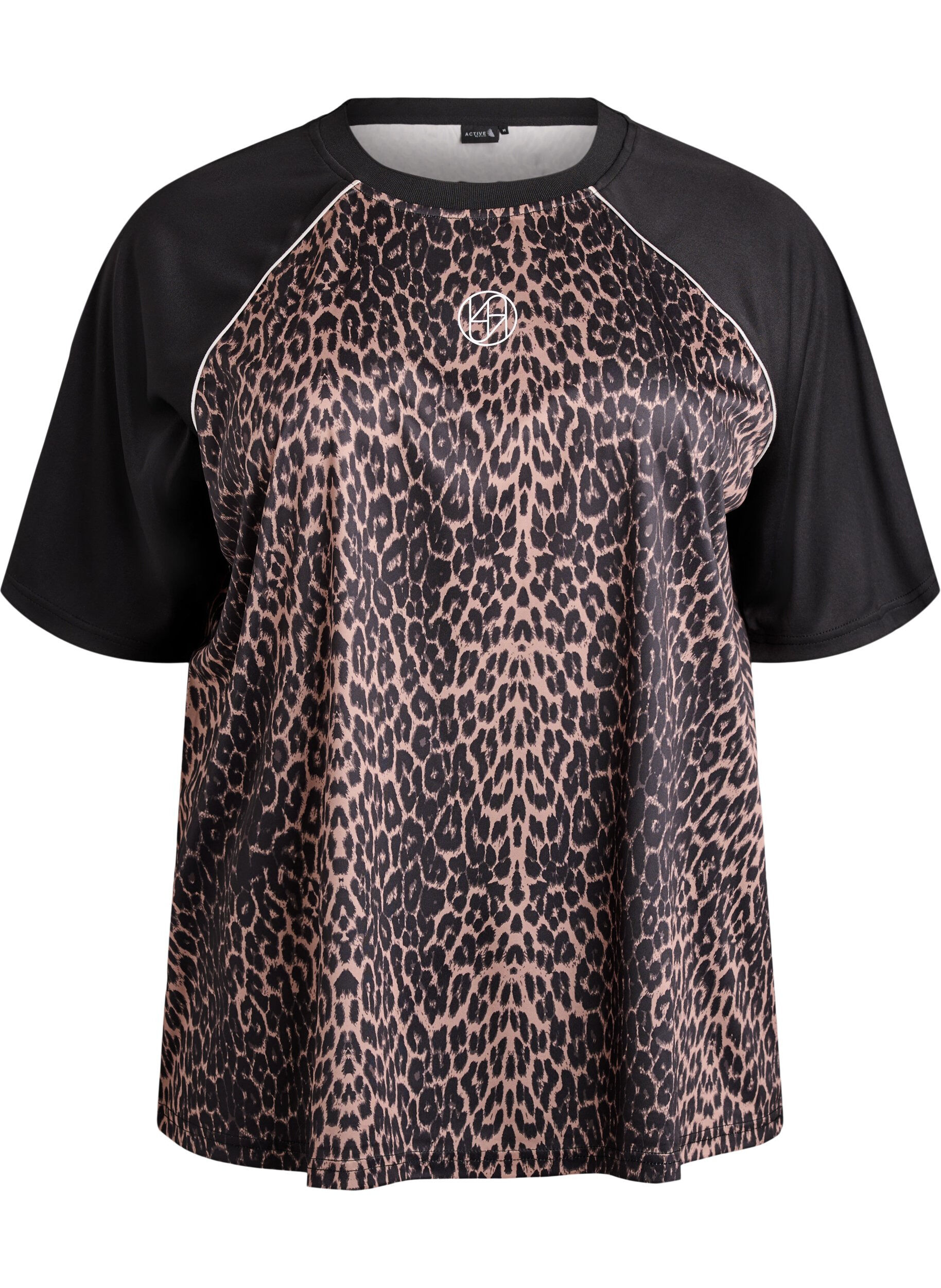 ZizziWorkout T-shirt met raglanmouwen en luipaardprint, Bruin, Packshot image number 0