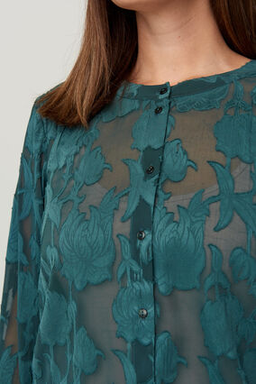 Transparante blouse met patroon, Darkest Spruce, Model image number 2