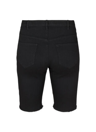 Short en jean moulant avec bords bruts, Black, Packshot image number 1