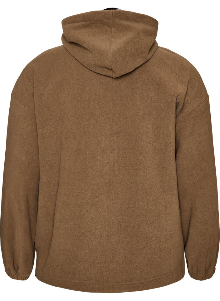 Anorak en polaire avec capuche et empi&egrave;cement contrastant, Marron, Packshot image number 1