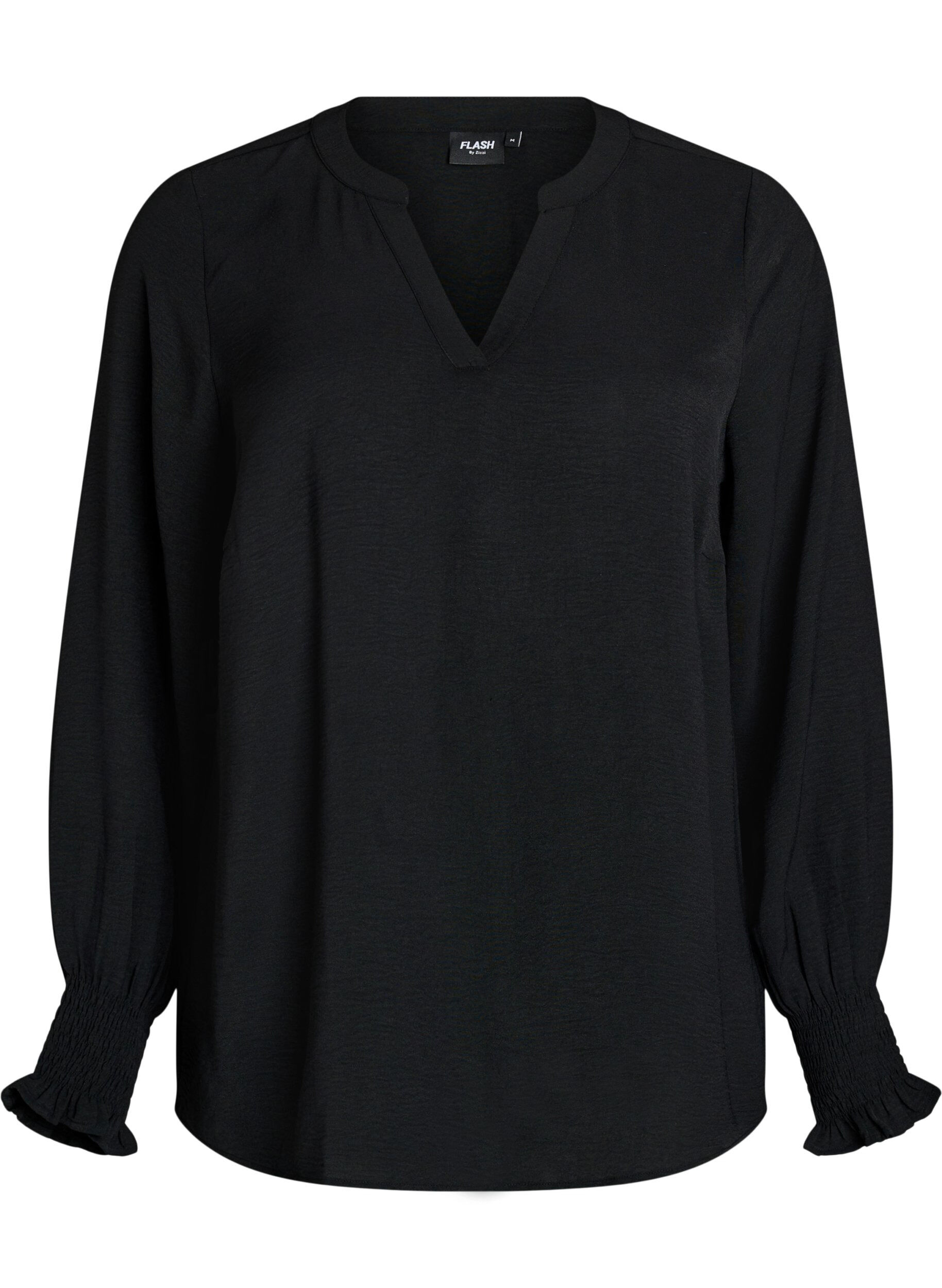 FLASH - Blouse avec poignets smock&eacute;s et col en V