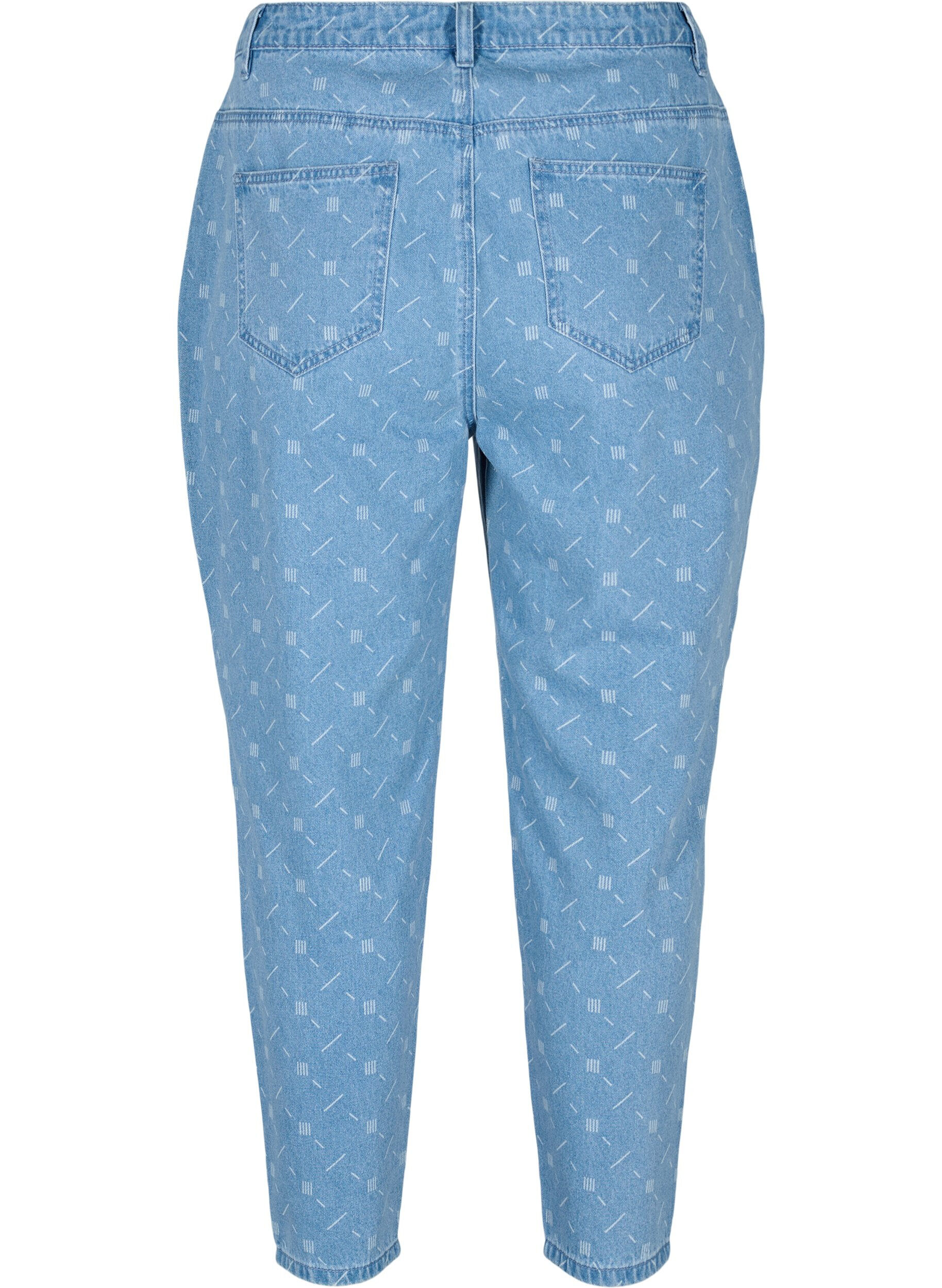 ZizziMille mom fit jeans met print, Light blue denim, Packshot image number 1