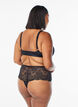 Thong hipster en dentelle avec une ouverture en bas, Noir, Model image number 1