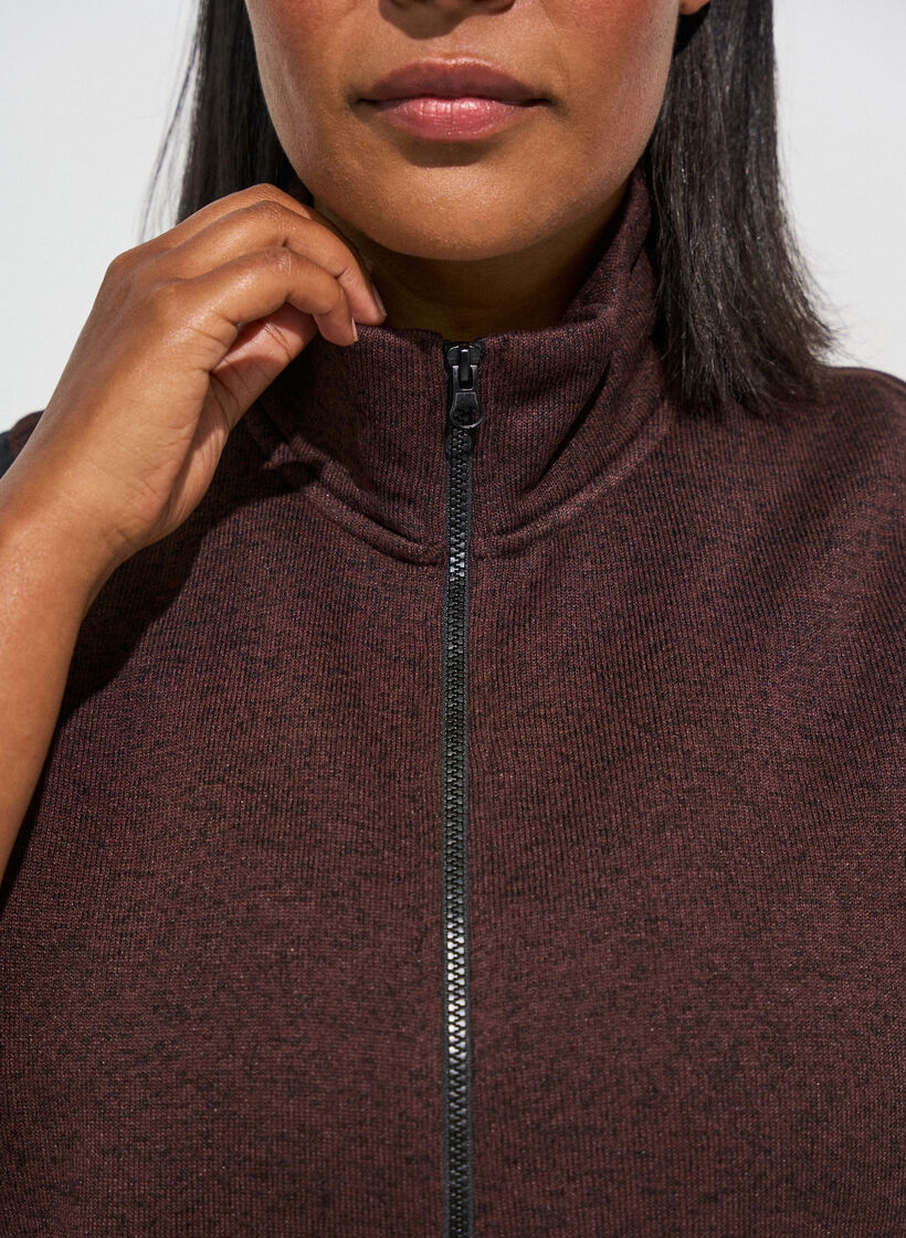 Vest met hoge hals en ritssluiting, Bruin, Model image number 3