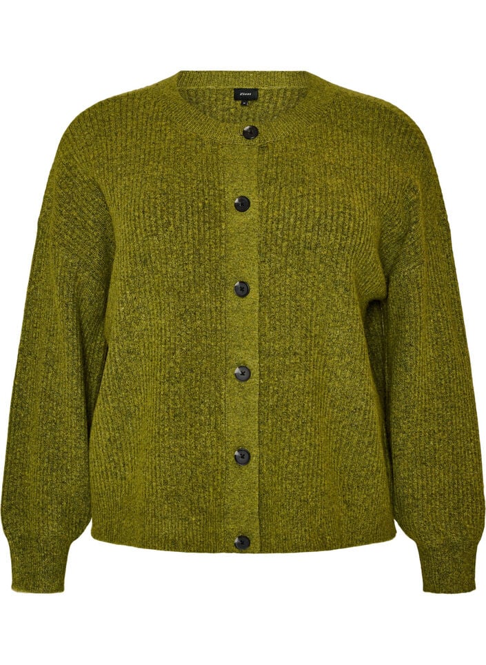 Cardigan en tricot c&ocirc;tel&eacute; avec boutons, Vert clair, Packshot image number 0