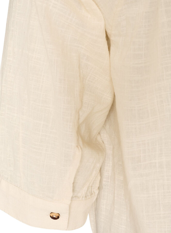 Katoenen tuniek met V-hals, Vanille, Packshot image number 3