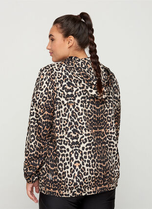  Veste de sport à imprimé léopard avec capuche, Leopard Print, Model image number 1