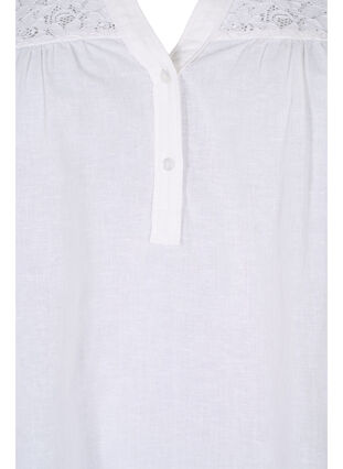 Katoenen blouse met kanten details, Bright White, Packshot image number 2