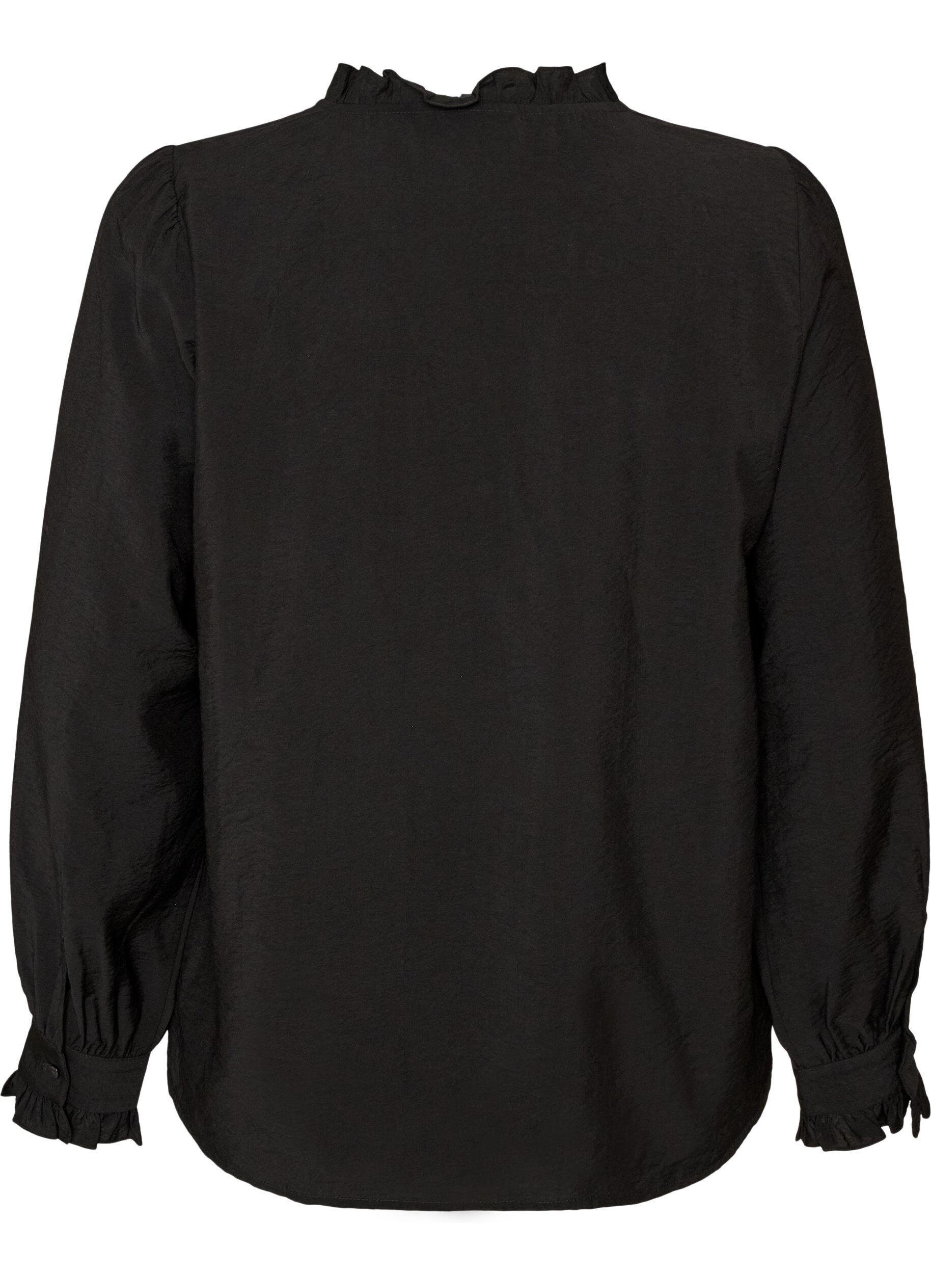 ZizziShirtblouse met geborduurde bloemapplicaties, Zwart, Packshot image number 1