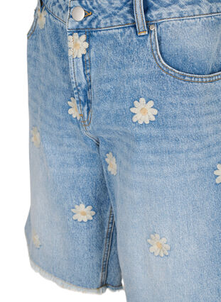 Short en jean avec broderie florale, Light Blue w. Flower, Packshot image number 2