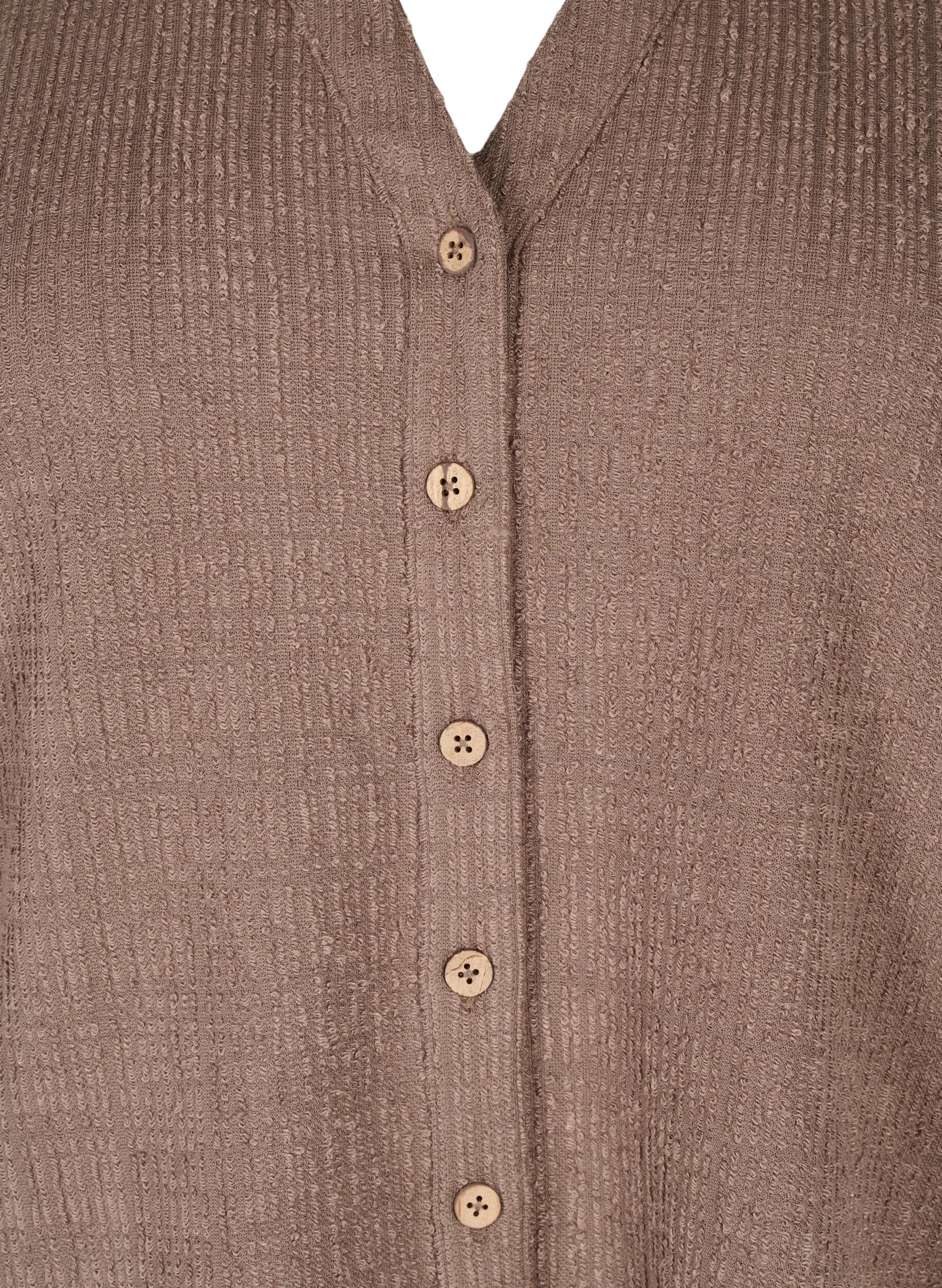 ZizziGestructureerde blouse met V-hals, Walnut, Packshot image number 2