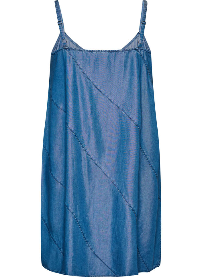 Robe aspect denim &agrave; bretelles en TENCEL&trade; Lyocell, Bleu, Packshot image number 1