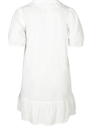 Katoenen blouse jurk met ballonmouwen, Bright White, Packshot image number 1
