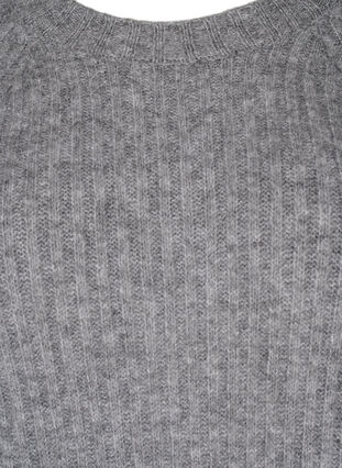 Robe en tricot côtelé avec fente, Light Grey Melange, Packshot image number 2