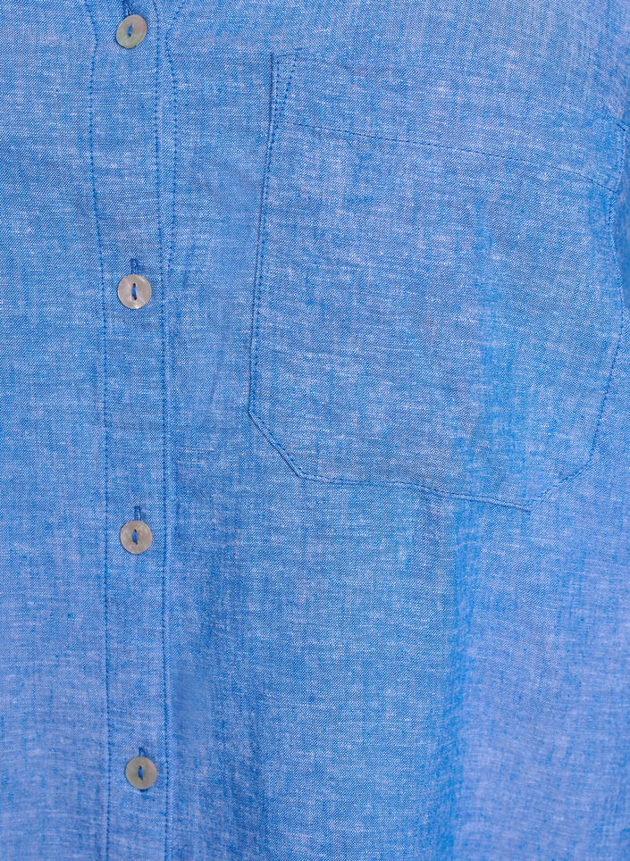 Chemise en lin et viscose avec manches 3/4, Bleu, Packshot image number 3