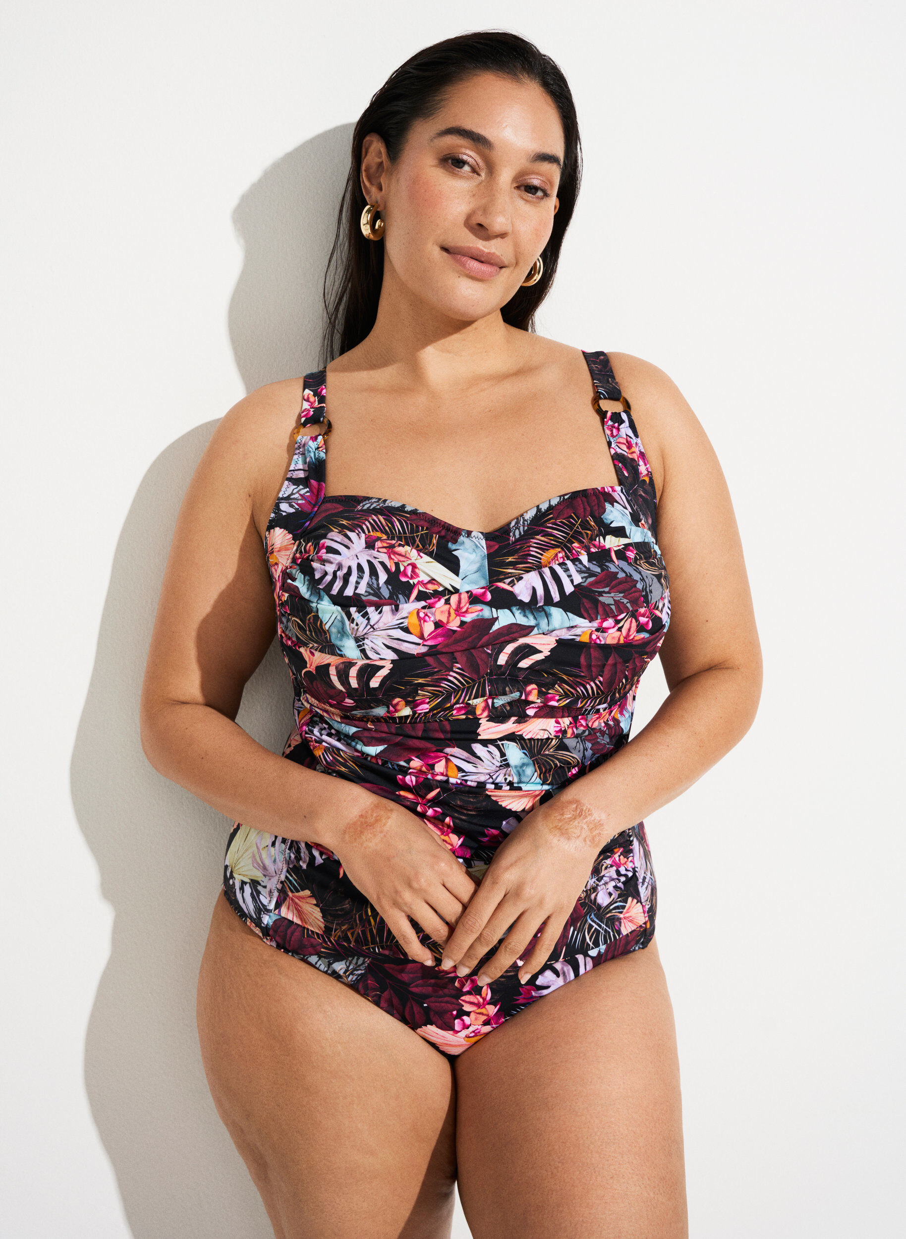 Zizzi Maillot de bain rembourr&eacute; avec imprim&eacute;, Bordeaux, Image image number 0