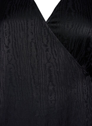 Robe à manches longues en viscose avec imprimé ton sur ton, Black, Packshot image number 2