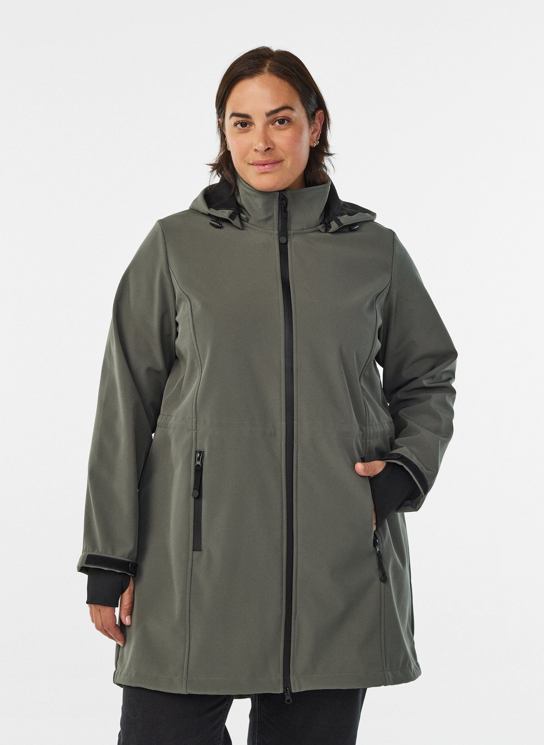 ZizziVeste softshell avec capuche amovible, Gris anthracite, Model image number 0