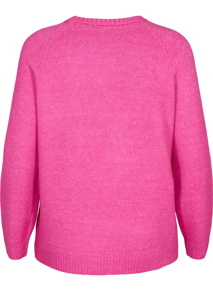 Gebreide blouse met geborduurde tekst, Raspberry Rose, Packshot image number 1