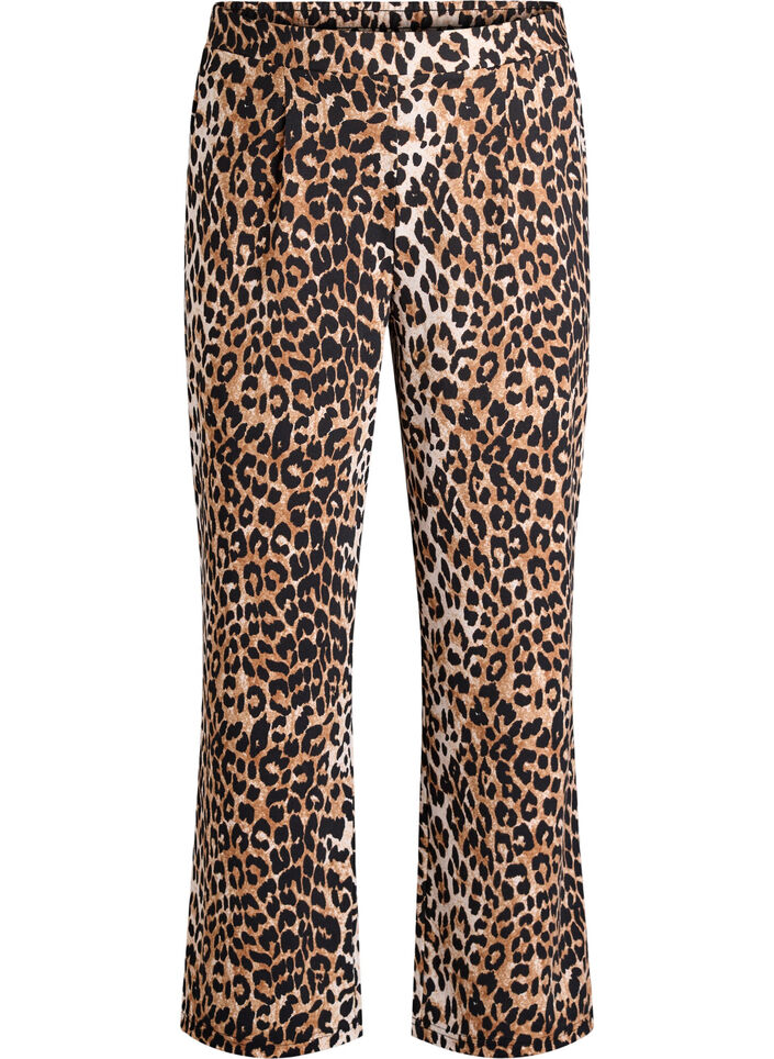 Luipaardprint broek met straight-fit, Bruin, Packshot image number 0