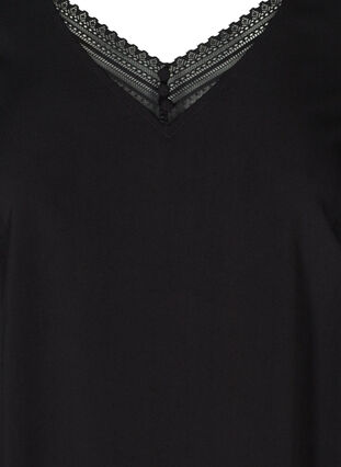 Viscose blouse met v-hals en kant, Black, Packshot image number 2