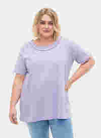 T-shirt en coton avec ruban en dentelle, Lavender, Model