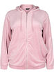 Velour cardigan met capuchon en zakken, Roze, Packshot image number 0