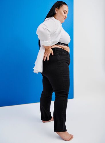 Emily jeans met reguliere taille en slanke pasvorm, Black, Image image number 0