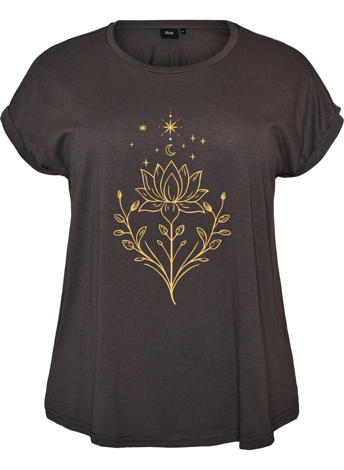 T-shirt avec imprim&eacute; d&eacute;coratif sur le devant, Gris anthracite, Packshot image number 0