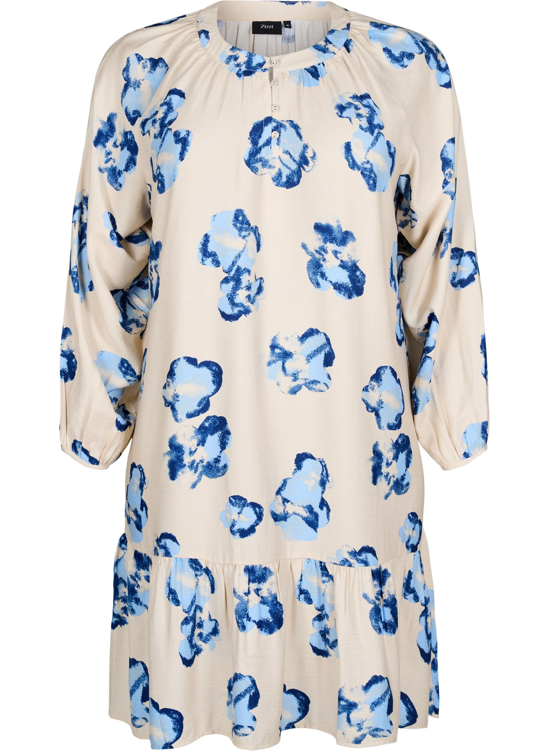 Knie-lange jurk met lange mouwen en een A-lijn snit