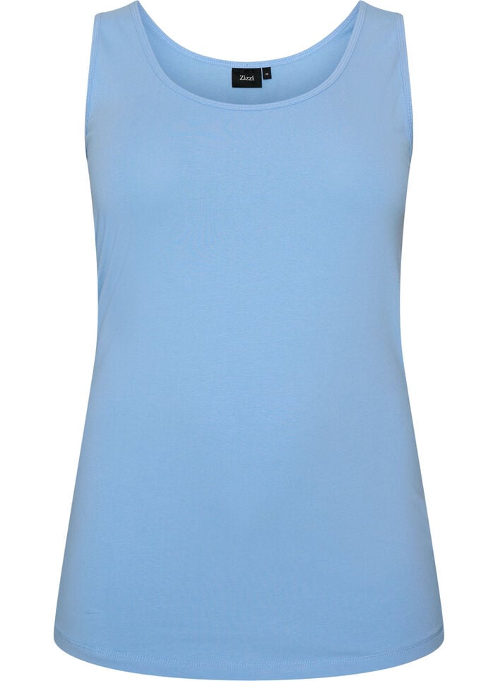Effen basic top in katoen, Blauw, Packshot image number 0