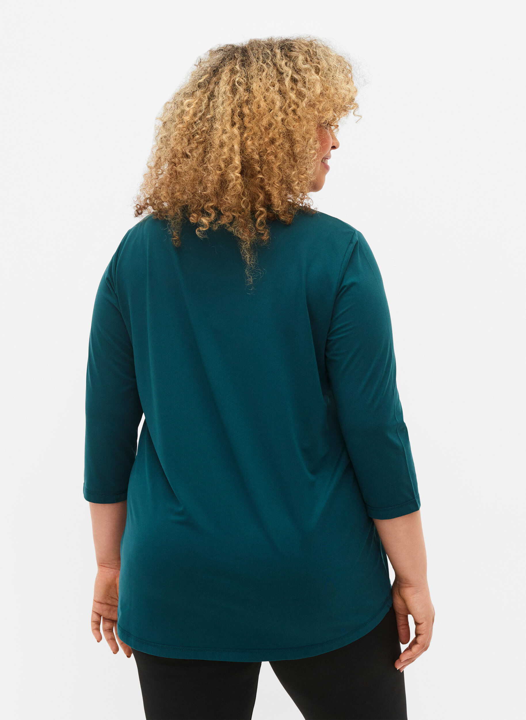 ZizziTrainingsblouse met 3/4-mouwen, Groen, Model image number 2
