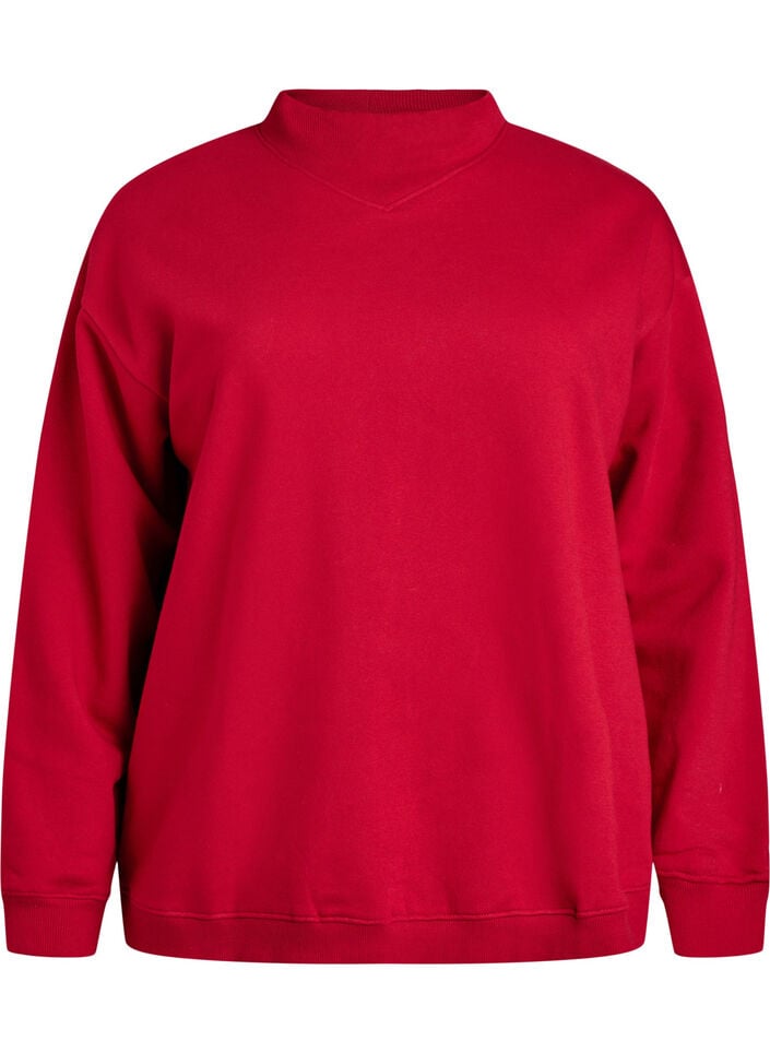 Sweatshirt &agrave; col montant et manches longues, Rouge, Packshot image number 0