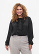 Satijnen overhemd blouse met ruches, Black, Model image number 0