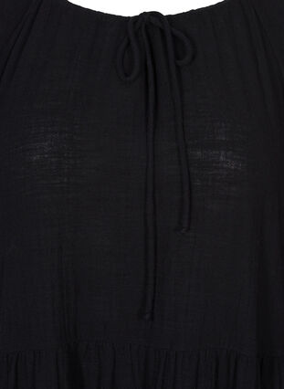 Robe en coton à manches 3/4 et détail de lien à nouer , Black, Packshot image number 2