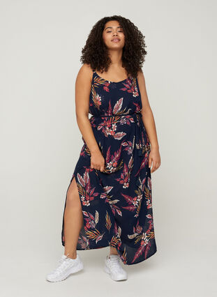 Viscose maxi-jurk met bloemenprint , Indian Summer Flower, Model image number 2