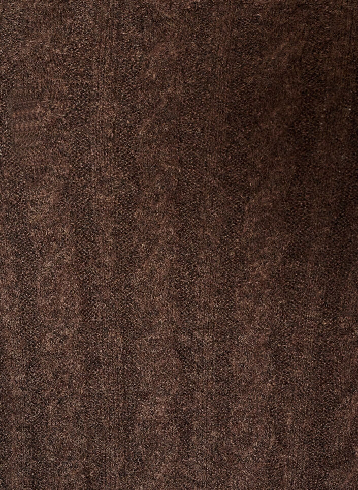 Blouse en maille torsad&eacute;e avec col en V, Marron, Packshot image number 2