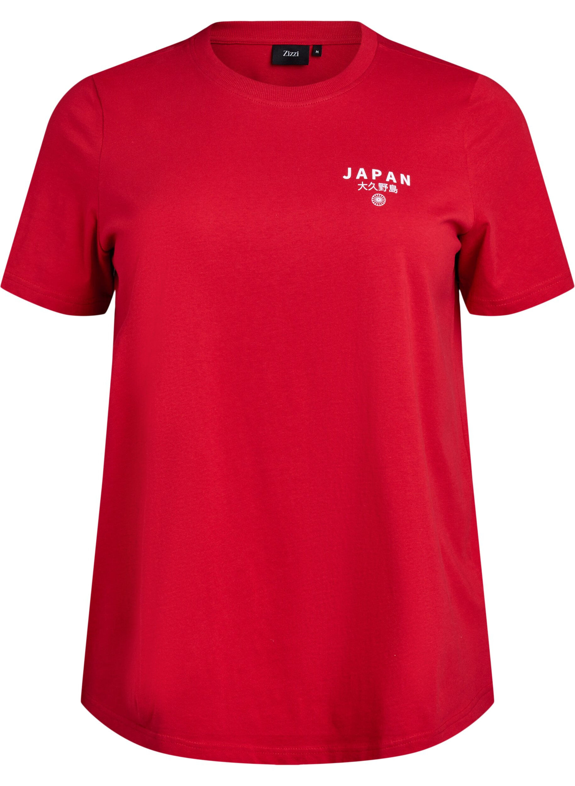 ZizziT-shirt met tekstprint en ronde hals, Rood, Packshot image number 0