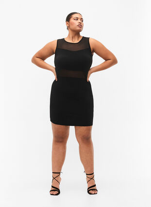 Mouwloze jurk met slanke pasvorm, Black, Model image number 3