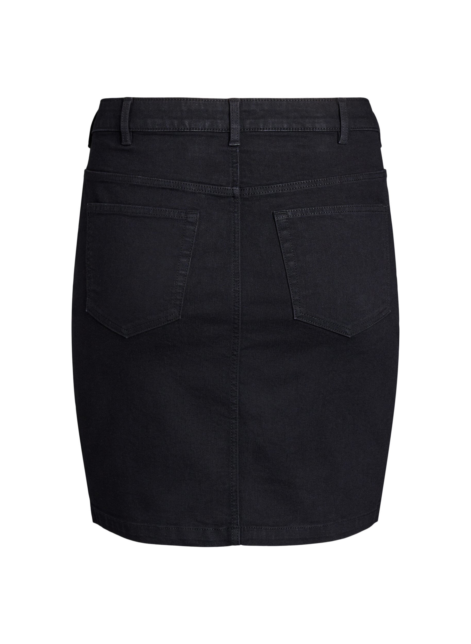 ZizziFLASH - Nauwsluitende denim rok, Zwart, Packshot image number 1