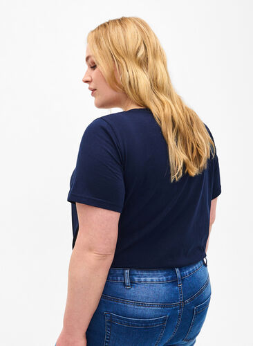 T-shirt en coton avec texte, Navy B. Orlando, Model image number 1