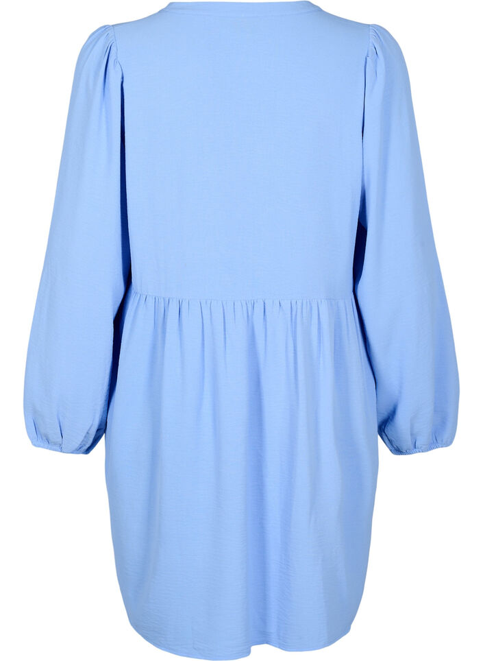 FLASH - Robe courte avec des plis et des manches longues, Bleu Clair, Packshot image number 1