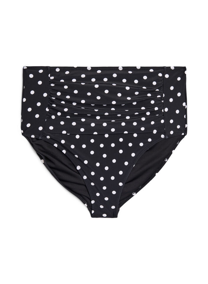Culotte de bikini imprim&eacute;e et taille haute, Noir, Packshot image number 0